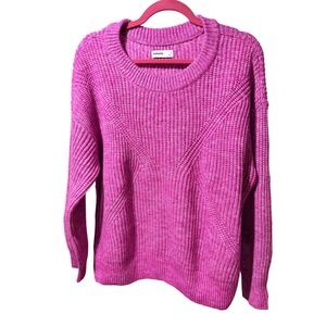New Sonoma Goods For Life Women Pink Shaker Knit Crewneck Sweater Medium Magenta